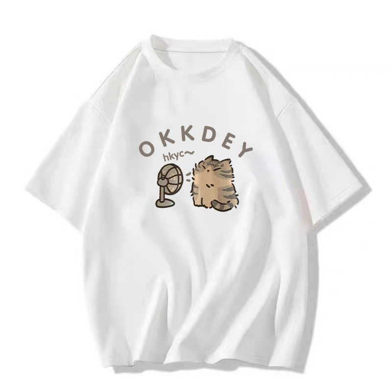 Plus-Size Cotton Short-Sleeve T-Shirt for Couples, Loose Fit with Drop Shoulder, Unique American Style, Casual Weekend Wear Plus-Size Cotton Short-Sleeve T-Shirt for Couples, Loose Fit with Drop Shoulder, Unique American Style, Casual Weekend Wear