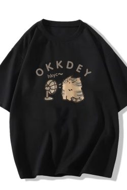 Plus-Size Cotton Short-Sleeve T-Shirt for Couples, Loose Fit with Drop Shoulder, Unique American Style, Casual Weekend Wear