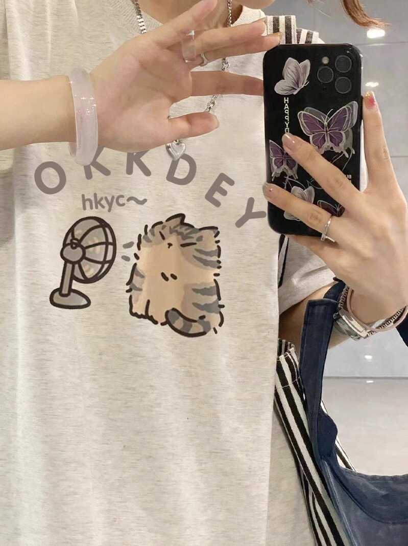 Plus-Size Cotton Short-Sleeve T-Shirt for Couples, Loose Fit with Drop Shoulder, Unique American Style, Casual Weekend Wear Plus-Size Cotton Short-Sleeve T-Shirt for Couples, Loose Fit with Drop Shoulder, Unique American Style, Casual Weekend Wear