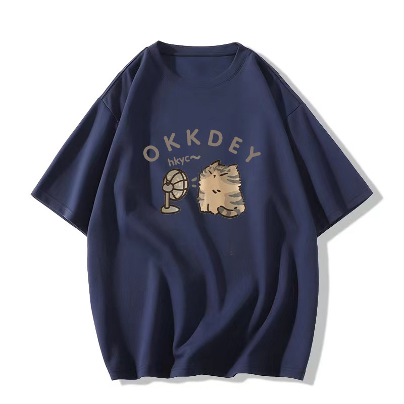 Plus-Size Cotton Short-Sleeve T-Shirt for Couples, Loose Fit with Drop Shoulder, Unique American Style, Casual Weekend Wear Plus-Size Cotton Short-Sleeve T-Shirt for Couples, Loose Fit with Drop Shoulder, Unique American Style, Casual Weekend Wear