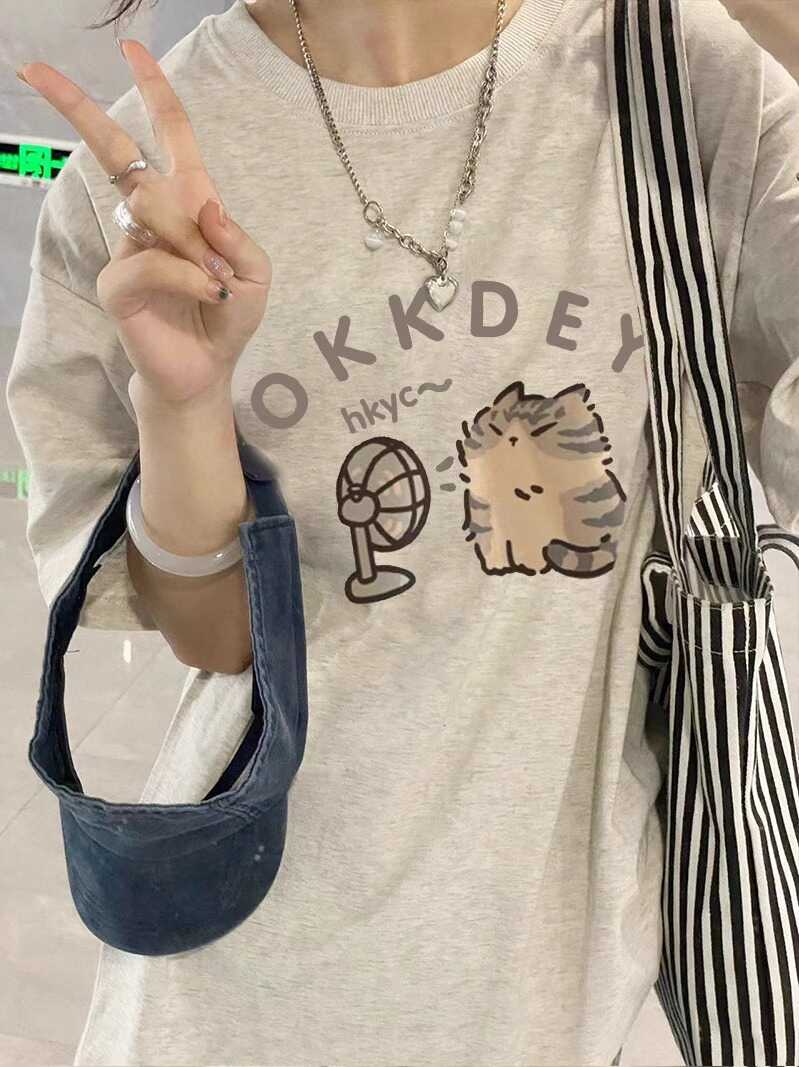 Plus-Size Cotton Short-Sleeve T-Shirt for Couples, Loose Fit with Drop Shoulder, Unique American Style, Casual Weekend Wear Plus-Size Cotton Short-Sleeve T-Shirt for Couples, Loose Fit with Drop Shoulder, Unique American Style, Casual Weekend Wear