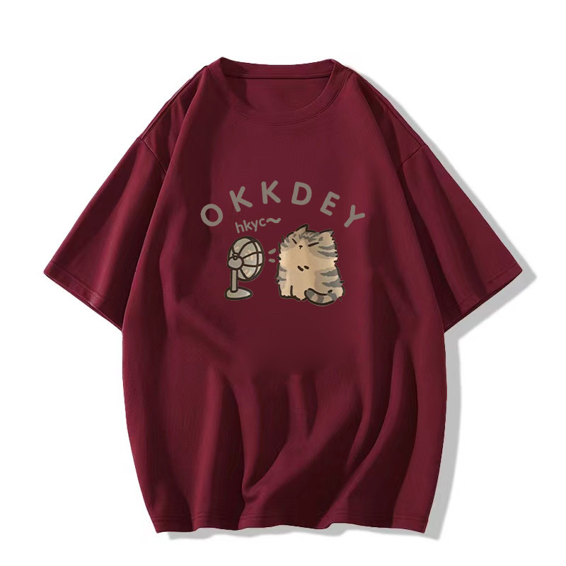 Plus-Size Cotton Short-Sleeve T-Shirt for Couples, Loose Fit with Drop Shoulder, Unique American Style, Casual Weekend Wear Plus-Size Cotton Short-Sleeve T-Shirt for Couples, Loose Fit with Drop Shoulder, Unique American Style, Casual Weekend Wear