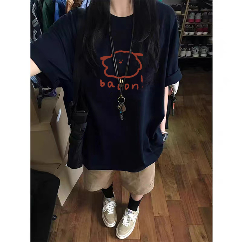 Plus Size Cotton Short Sleeve T-Shirt for Men and Women, American Retro Loose Fit Couples Tee, Casual Everyday Style Plus Size Cotton Short Sleeve T-Shirt for Men and Women, American Retro Loose Fit Couples Tee, Casual Everyday Style