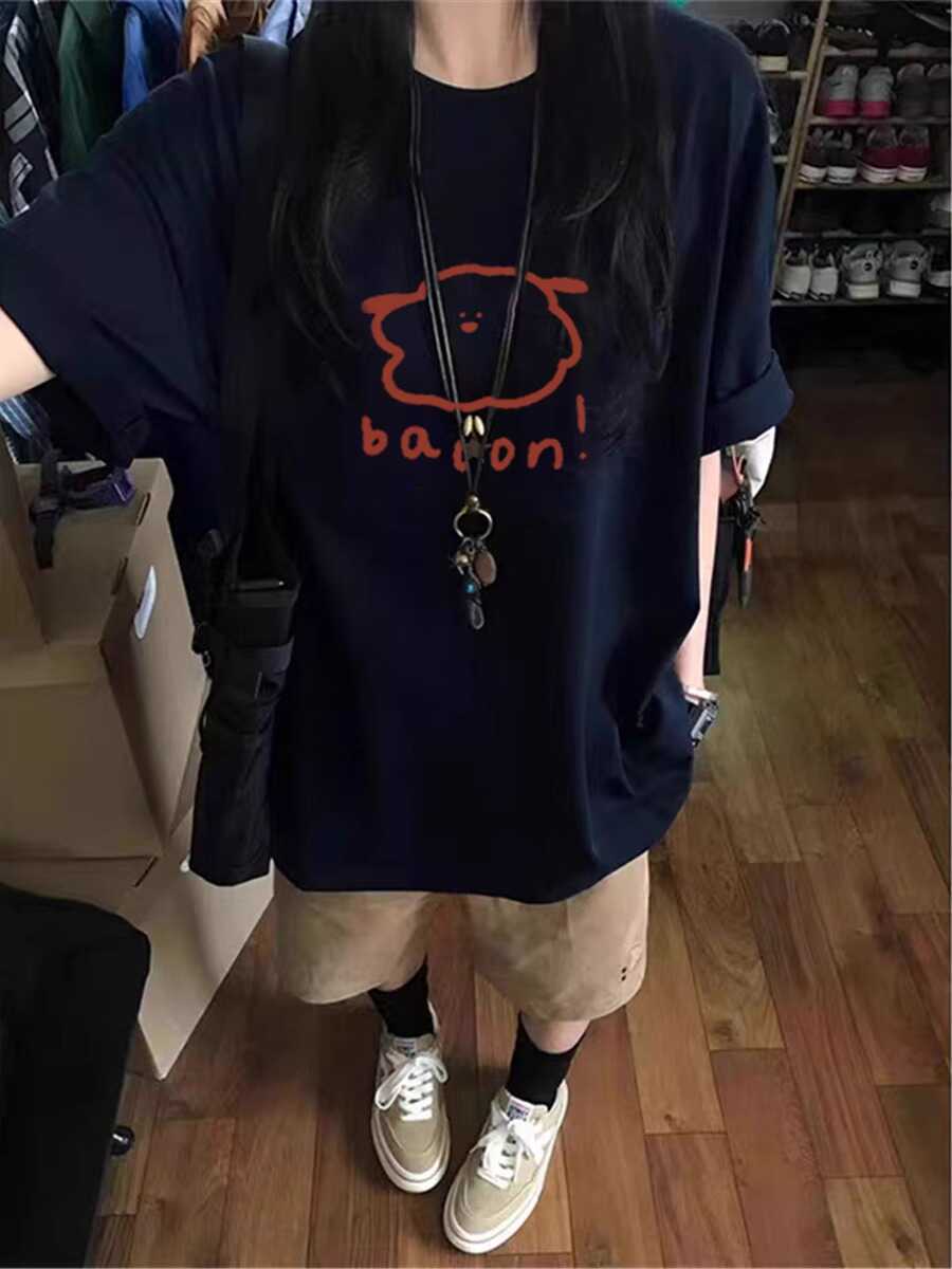 Plus Size Cotton Short Sleeve T-Shirt for Men and Women, American Retro Loose Fit Couples Tee, Casual Everyday Style Plus Size Cotton Short Sleeve T-Shirt for Men and Women, American Retro Loose Fit Couples Tee, Casual Everyday Style