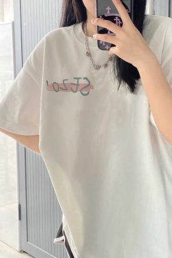 Plus Size Cotton Short Sleeve T-Shirt for Women, Unisex Retro Loose Fit Top, Hong Kong Style Chic, Casual Couple Outfit