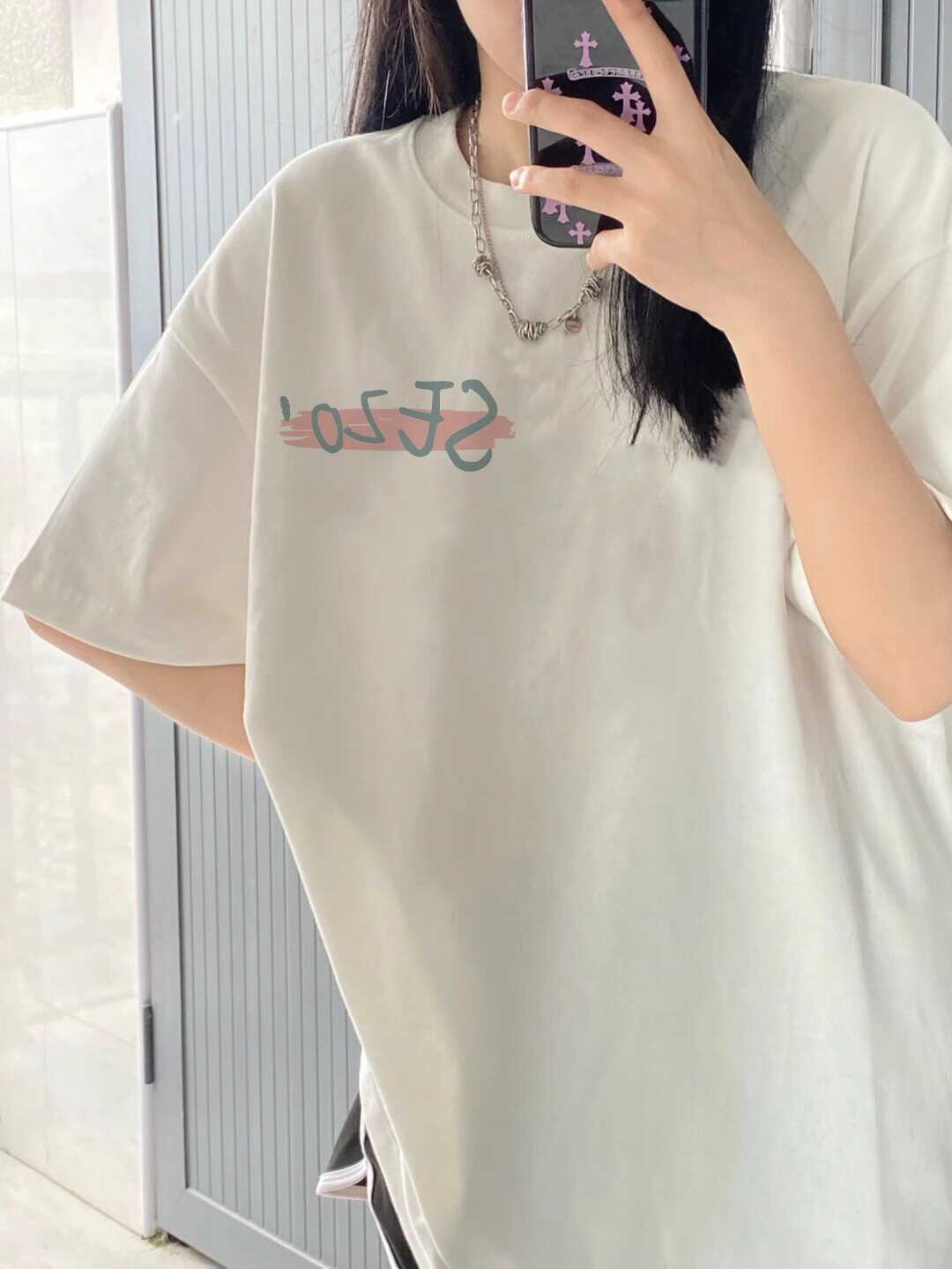 Plus Size Cotton Short Sleeve T-Shirt for Women, Unisex Retro Loose Fit Top, Hong Kong Style Chic, Casual Couple Outfit Plus Size Cotton Short Sleeve T-Shirt for Women, Unisex Retro Loose Fit Top, Hong Kong Style Chic, Casual Couple Outfit