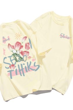 Plus Size Cotton Short Sleeve T-Shirt for Women, Unisex Retro Loose Fit Top, Hong Kong Style Chic, Casual Couple Outfit