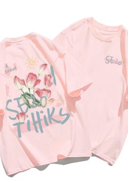 Plus Size Cotton Short Sleeve T-Shirt for Women, Unisex Retro Loose Fit Top, Hong Kong Style Chic, Casual Couple Outfit