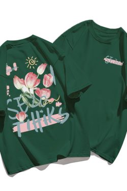 Plus Size Cotton Short Sleeve T-Shirt for Women, Unisex Retro Loose Fit Top, Hong Kong Style Chic, Casual Couple Outfit