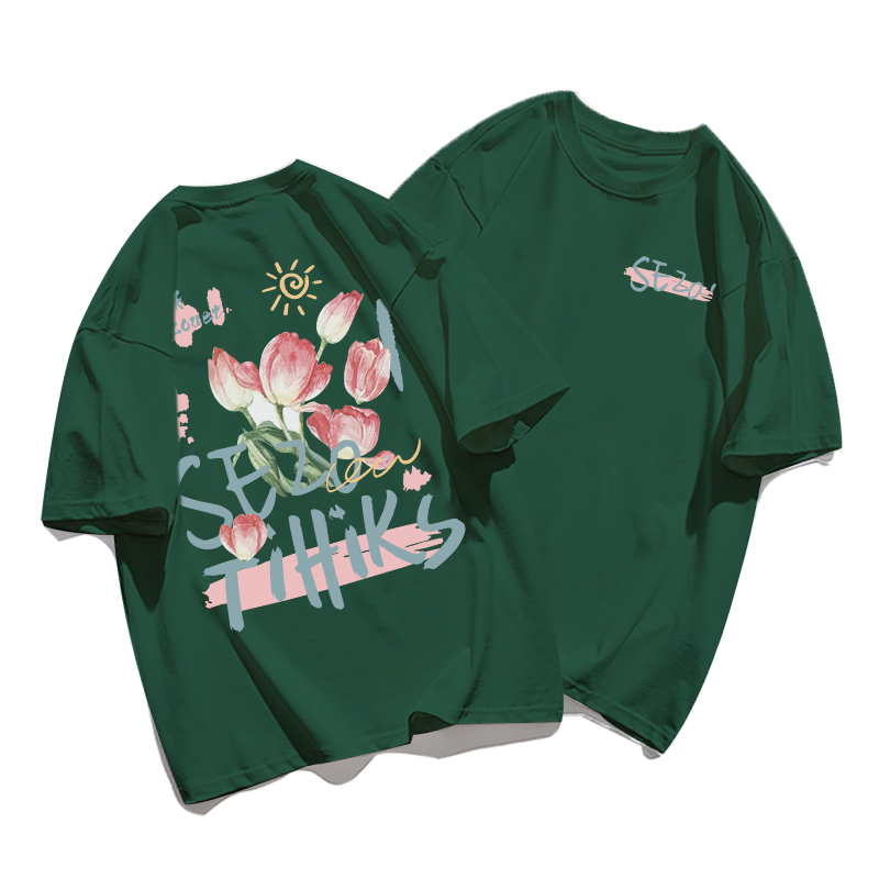 Plus Size Cotton Short Sleeve T-Shirt for Women, Unisex Retro Loose Fit Top, Hong Kong Style Chic, Casual Couple Outfit Plus Size Cotton Short Sleeve T-Shirt for Women, Unisex Retro Loose Fit Top, Hong Kong Style Chic, Casual Couple Outfit