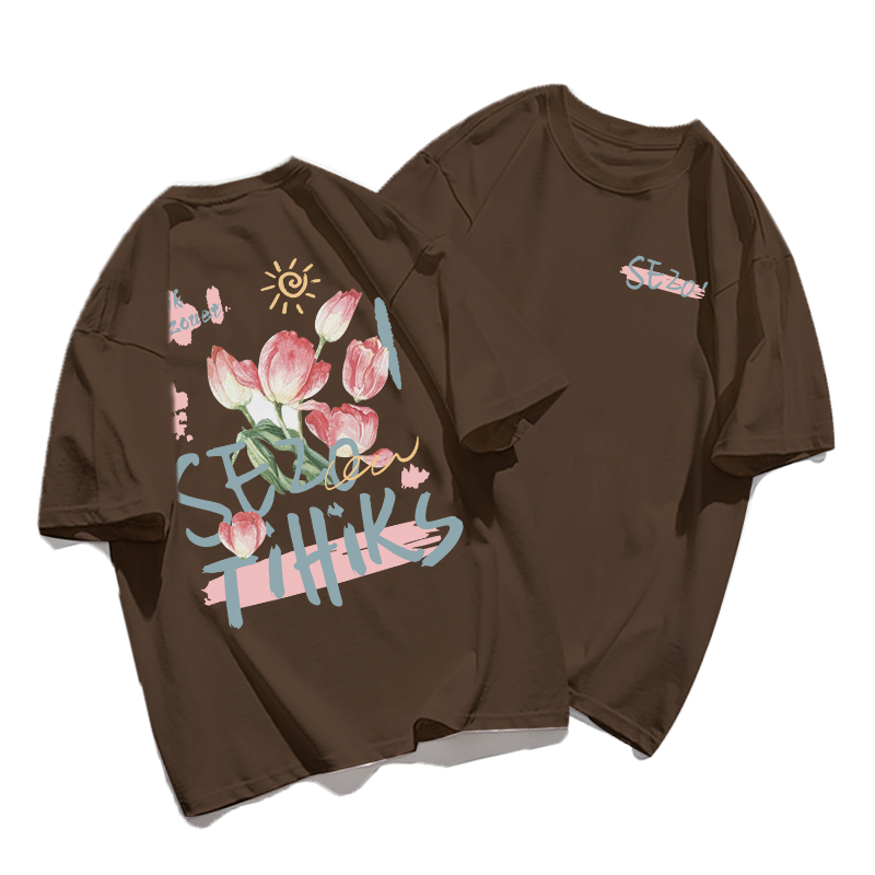 Plus Size Cotton Short Sleeve T-Shirt for Women, Unisex Retro Loose Fit Top, Hong Kong Style Chic, Casual Couple Outfit Plus Size Cotton Short Sleeve T-Shirt for Women, Unisex Retro Loose Fit Top, Hong Kong Style Chic, Casual Couple Outfit