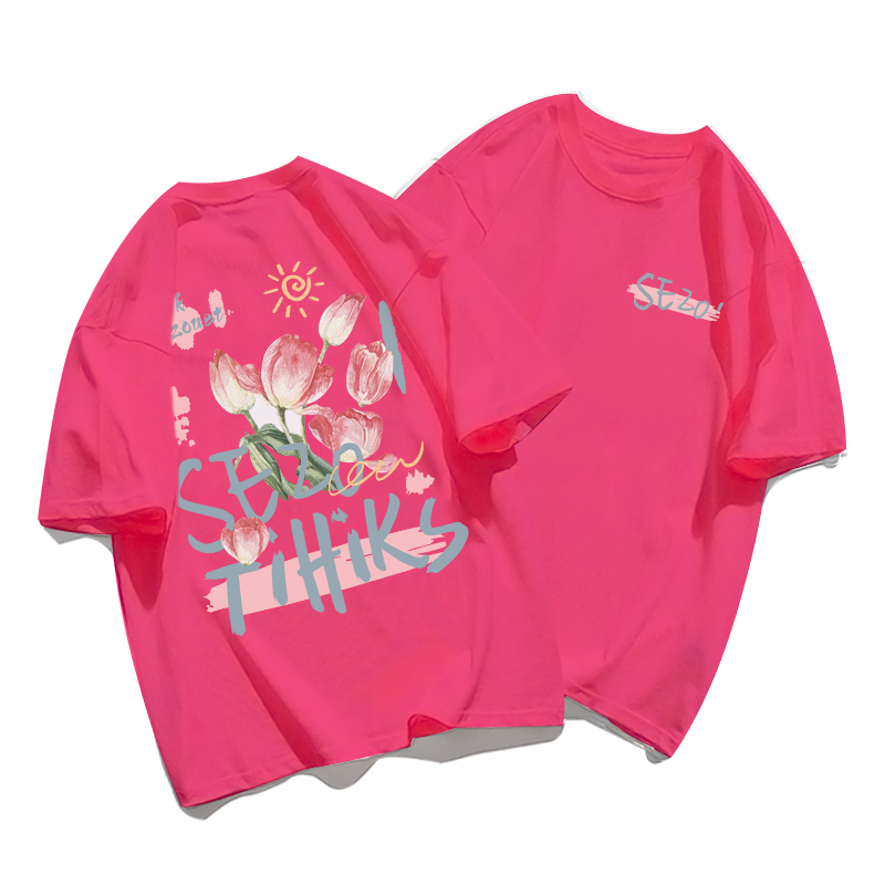 Plus Size Cotton Short Sleeve T-Shirt for Women, Unisex Retro Loose Fit Top, Hong Kong Style Chic, Casual Couple Outfit Plus Size Cotton Short Sleeve T-Shirt for Women, Unisex Retro Loose Fit Top, Hong Kong Style Chic, Casual Couple Outfit