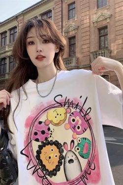 Plus Size European Style Oversized Cotton Short Sleeve T-Shirt for Women - Casual Loose Fit Mid-Length Top