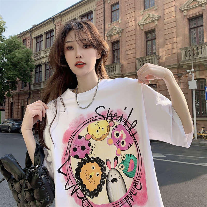 Plus Size European Style Oversized Cotton Short Sleeve T-Shirt for Women - Casual Loose Fit Mid-Length Top Plus Size European Style Oversized Cotton Short Sleeve T-Shirt for Women - Casual Loose Fit Mid-Length Top