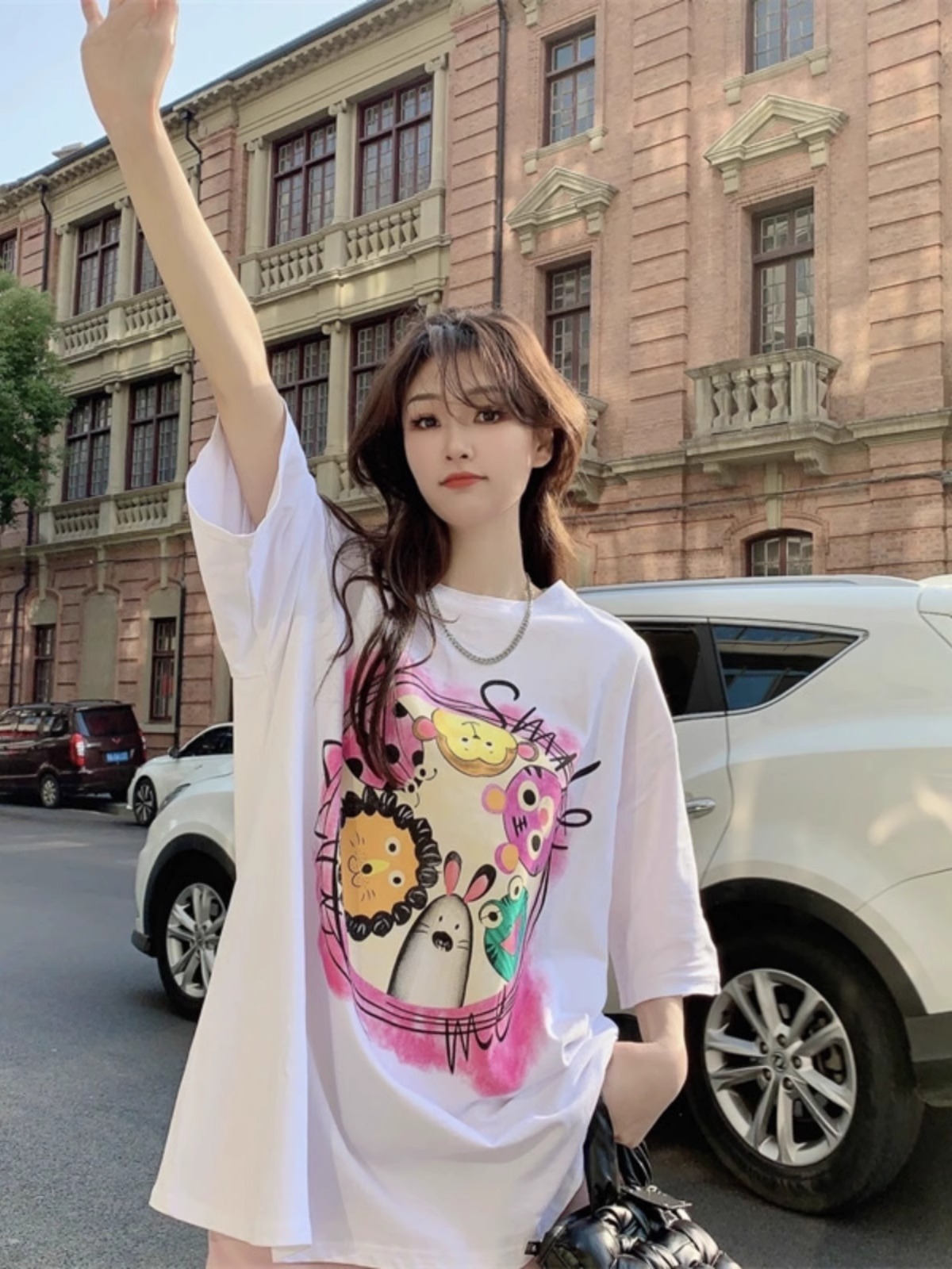 Plus Size European Style Oversized Cotton Short Sleeve T-Shirt for Women - Casual Loose Fit Mid-Length Top Plus Size European Style Oversized Cotton Short Sleeve T-Shirt for Women - Casual Loose Fit Mid-Length Top