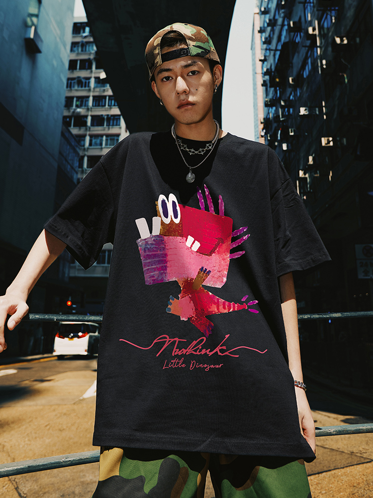 Plus Size Fun Cartoon Men's Trendy T-Shirt - Short Sleeve Summer Fashion for Big Size Men, 5-Point Sleeve Style Plus Size Fun Cartoon Men's Trendy T-Shirt - Short Sleeve Summer Fashion for Big Size Men, 5-Point Sleeve Style