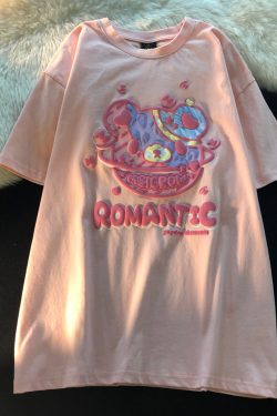 Plus-Size Japanese Retro Tulip Short-Sleeve T-Shirt for Men and Women, Loose-Fitting Pure Cotton Summer Top, Y2K Style