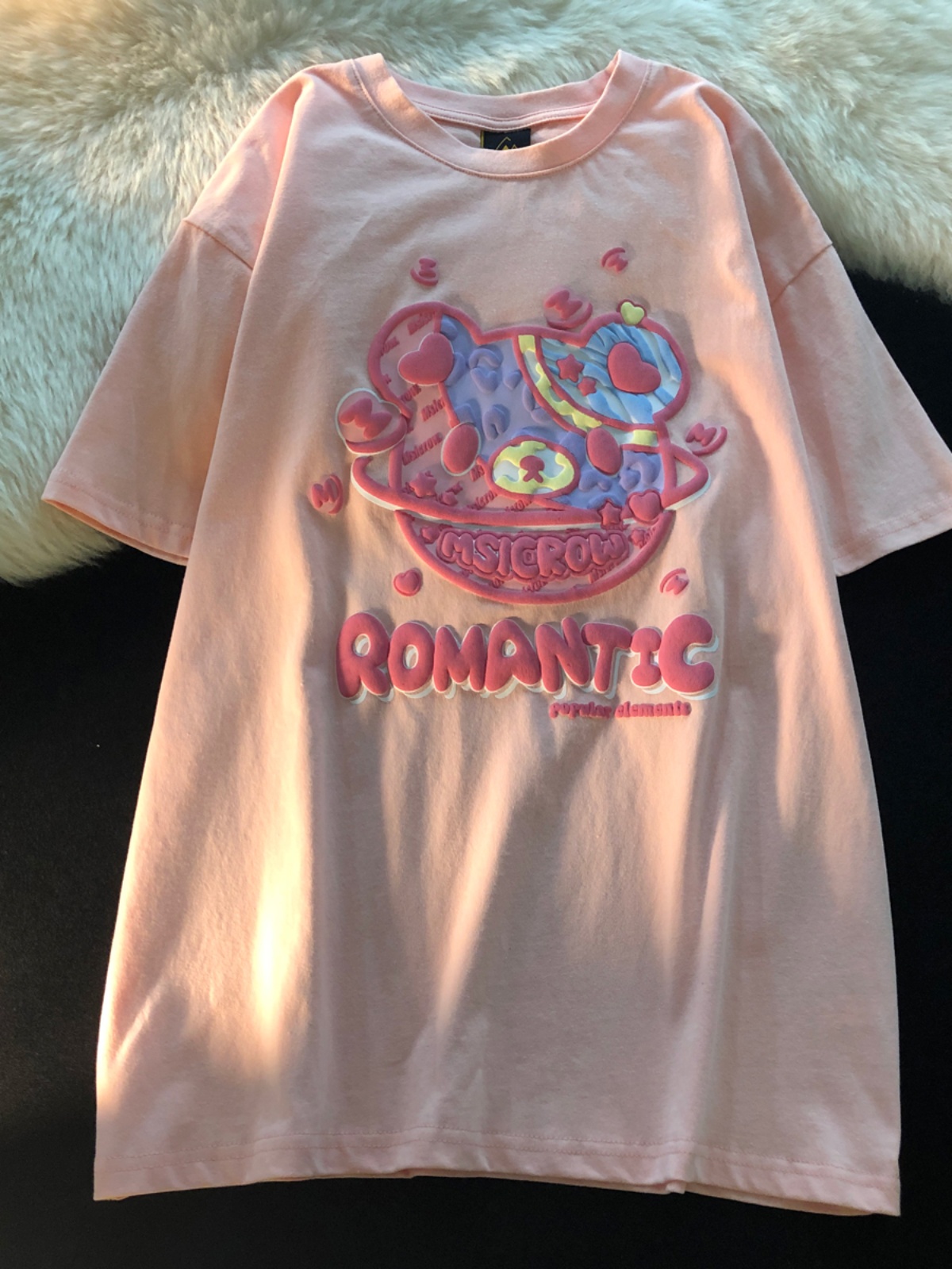 Plus-Size Japanese Retro Tulip Short-Sleeve T-Shirt for Men and Women, Loose-Fitting Pure Cotton Summer Top, Y2K Style Plus-Size Japanese Retro Tulip Short-Sleeve T-Shirt for Men and Women, Loose-Fitting Pure Cotton Summer Top, Y2K Style