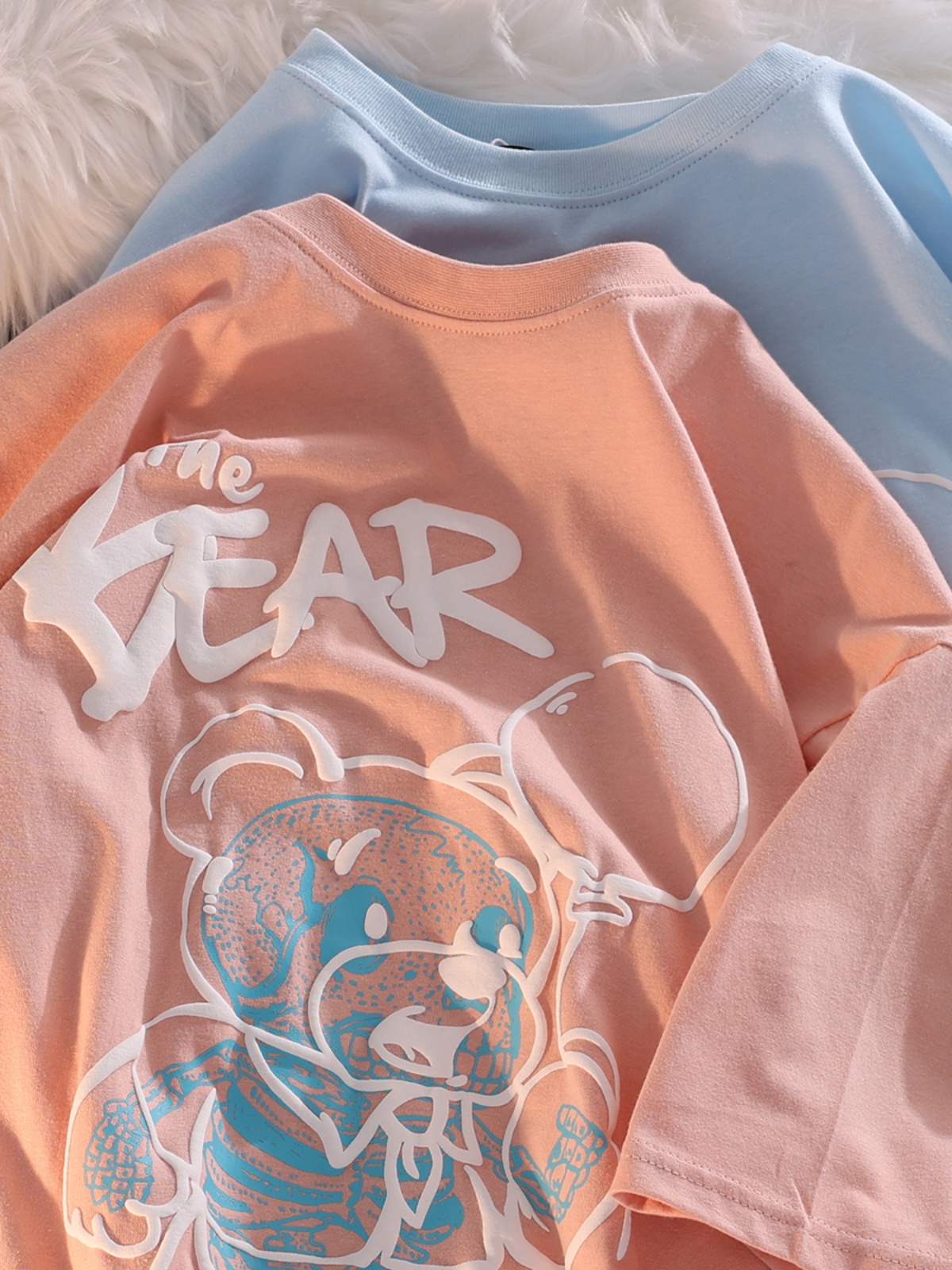 Plus Size Japanese-Style Retro Cartoon Bear Short Sleeve T-Shirt, Loose Fit for Couples, Pure Cotton, Casual Y2K Fashion Plus Size Japanese-Style Retro Cartoon Bear Short Sleeve T-Shirt, Loose Fit for Couples, Pure Cotton, Casual Y2K Fashion