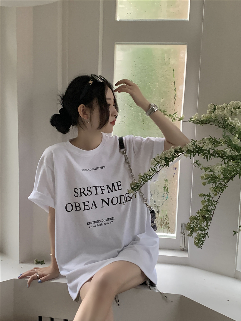 Plus Size Letter Print Cotton Short Sleeve T-Shirt for Women, Summer Round Neck Loose Casual Top, Trendy Y2K Style Plus Size Letter Print Cotton Short Sleeve T-Shirt for Women, Summer Round Neck Loose Casual Top, Trendy Y2K Style