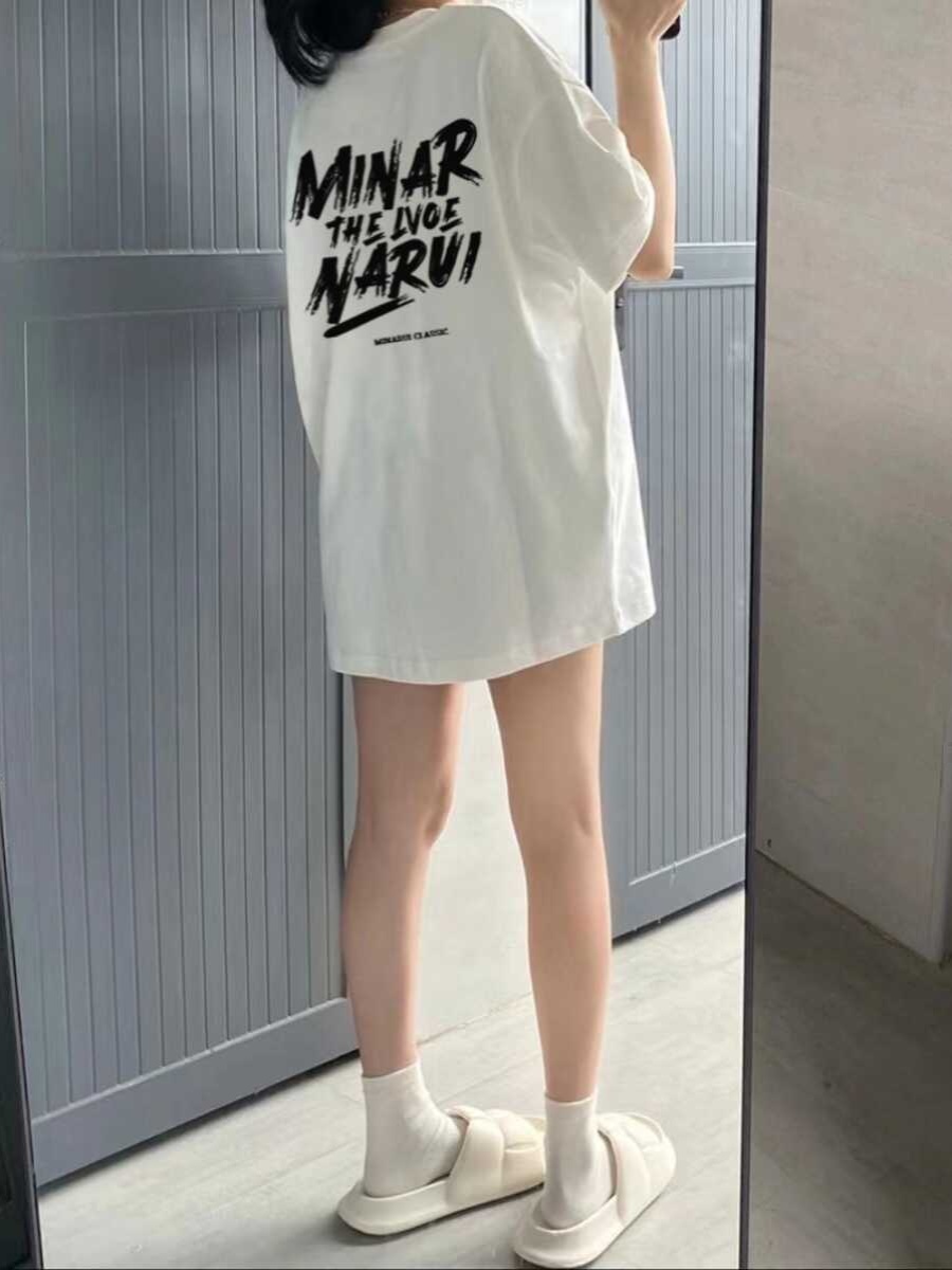 Plus Size Loose-Fit White Cotton Short Sleeve T-Shirt for Women - European Style American Retro Top Plus Size Loose-Fit White Cotton Short Sleeve T-Shirt for Women - European Style American Retro Top