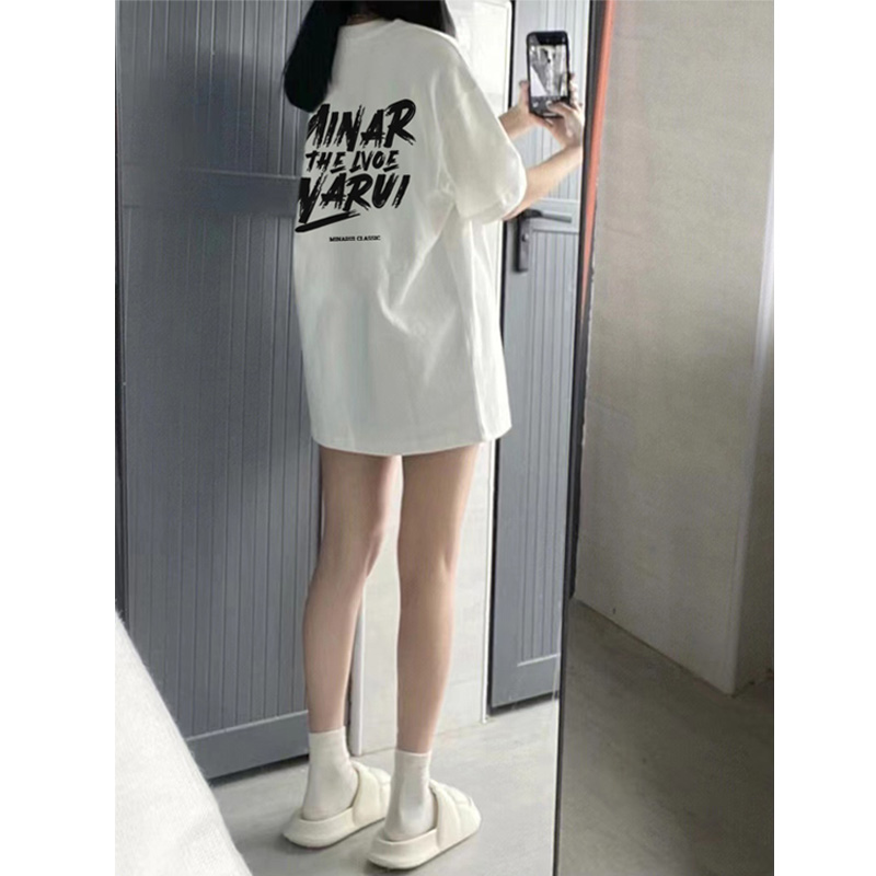 Plus Size Loose-Fit White Cotton Short Sleeve T-Shirt for Women - European Style American Retro Top Plus Size Loose-Fit White Cotton Short Sleeve T-Shirt for Women - European Style American Retro Top