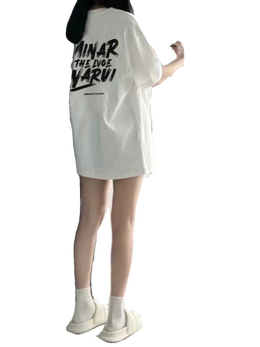 Plus Size Loose-Fit White Cotton Short Sleeve T-Shirt for Women - European Style American Retro Top Plus Size Loose-Fit White Cotton Short Sleeve T-Shirt for Women - European Style American Retro Top