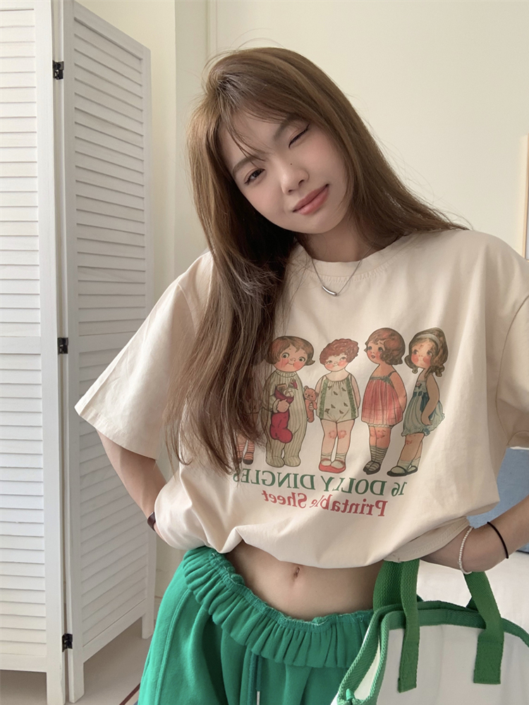 Plus Size Loose-Fitting Round Neck Cotton T-Shirt for Women - Summer Short Sleeve Casual Top for Students Plus Size Loose-Fitting Round Neck Cotton T-Shirt for Women - Summer Short Sleeve Casual Top for Students