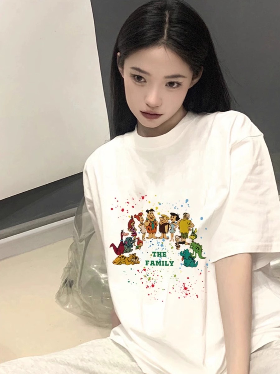 Plus Size Loose Short Sleeve Cotton T-Shirt for Women, Summer American Style Spicy Girl Design, Trendy Casual Top Plus Size Loose Short Sleeve Cotton T-Shirt for Women, Summer American Style Spicy Girl Design, Trendy Casual Top