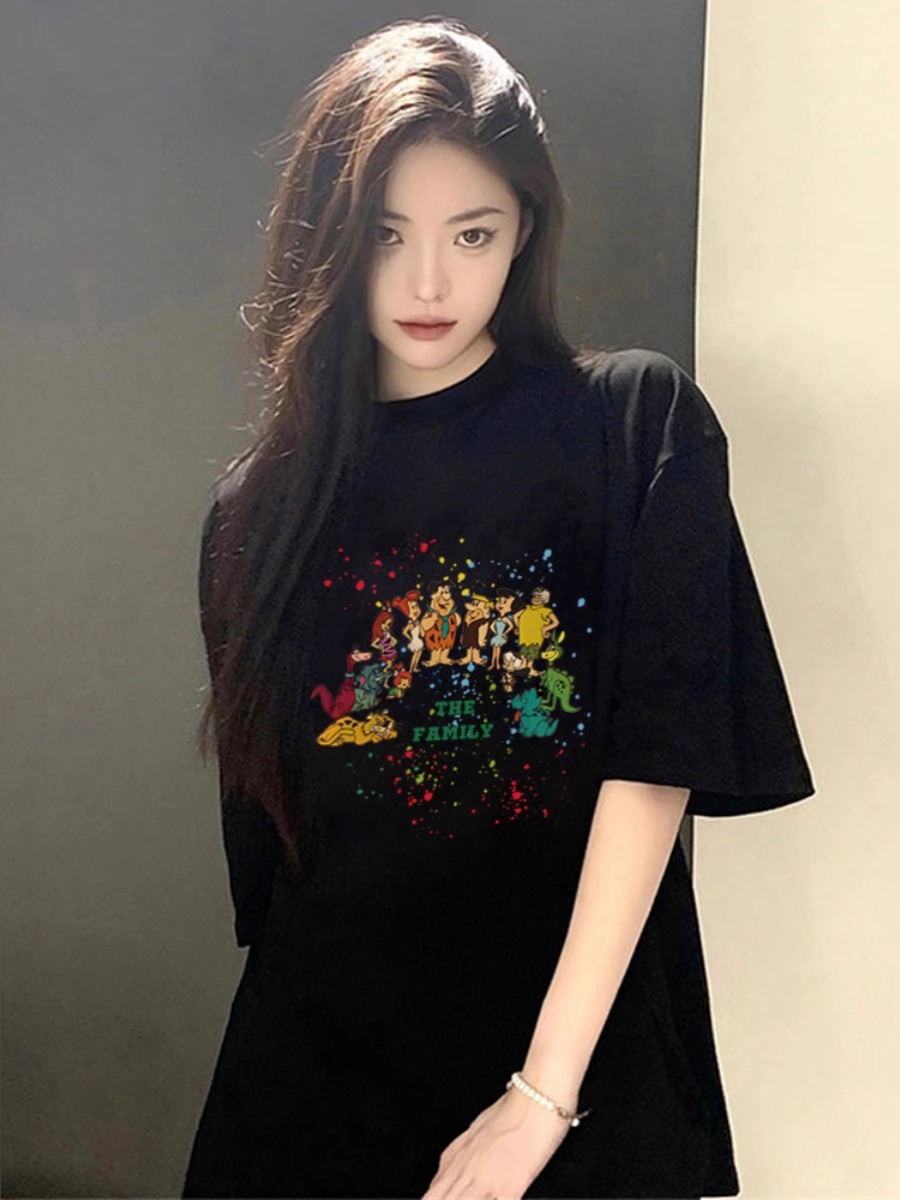 Plus Size Loose Short Sleeve Cotton T-Shirt for Women, Summer American Style Spicy Girl Design, Trendy Casual Top Plus Size Loose Short Sleeve Cotton T-Shirt for Women, Summer American Style Spicy Girl Design, Trendy Casual Top