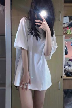 Plus-Size Oversized American-Style Pure Cotton Short Sleeve T-Shirt for Women - Casual Loose Fit Mid-Length Top