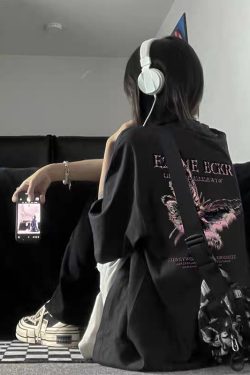 Plus Size Oversized Butterfly Print Cotton T-Shirt for Men and Women | American Style Loose Couple Top | Casual Streetwear