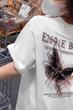 Plus Size Oversized Butterfly Print Cotton T-Shirt for Men and Women | American Style Loose Couple Top | Casual Streetwear