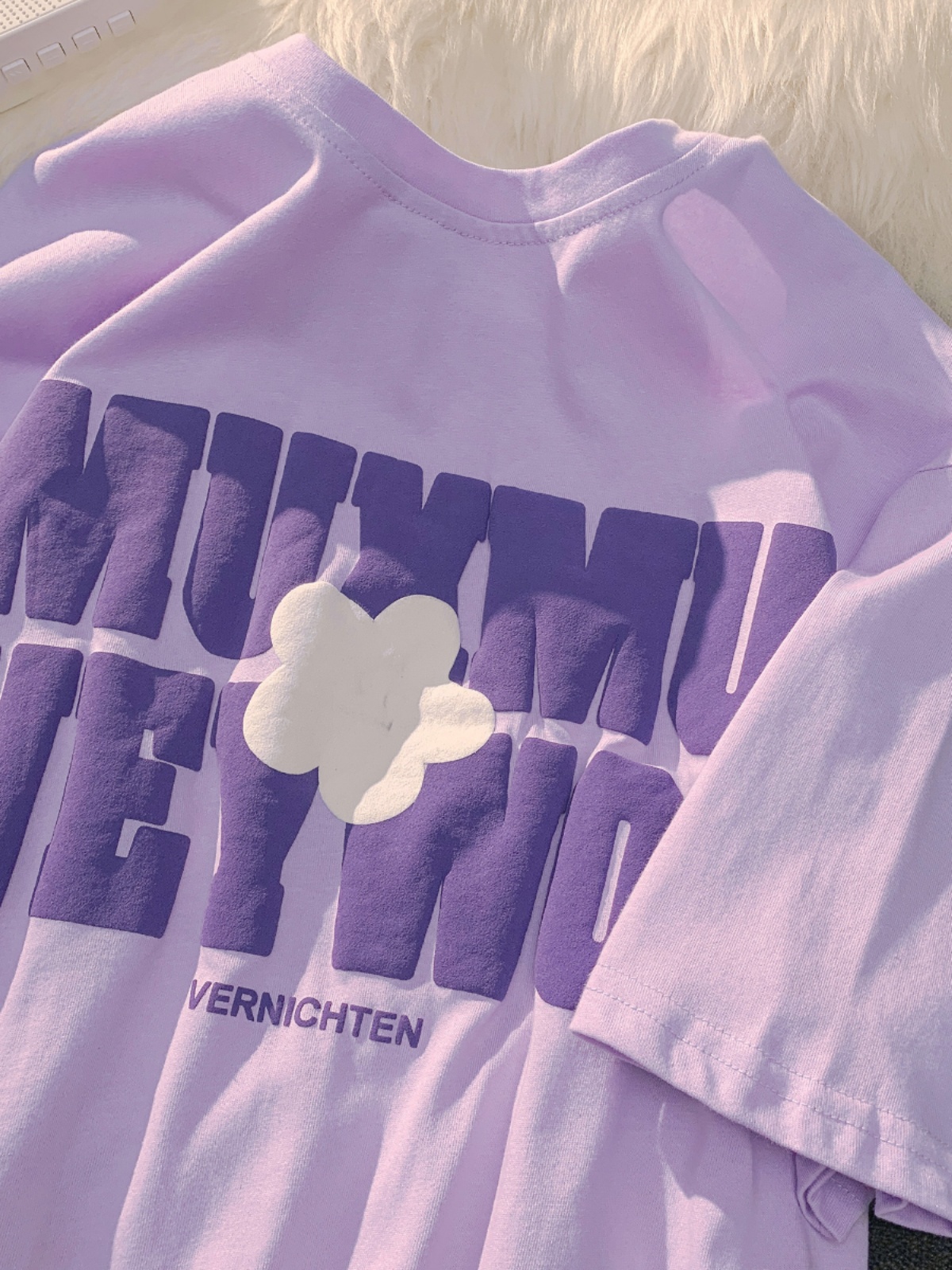 Plus Size Oversized Cotton T-Shirt for Women with Floral and Letter Print, Round Neck, Loose Short Sleeves, Casual Couple Style Plus Size Oversized Cotton T-Shirt for Women with Floral and Letter Print, Round Neck, Loose Short Sleeves, Casual Couple Style