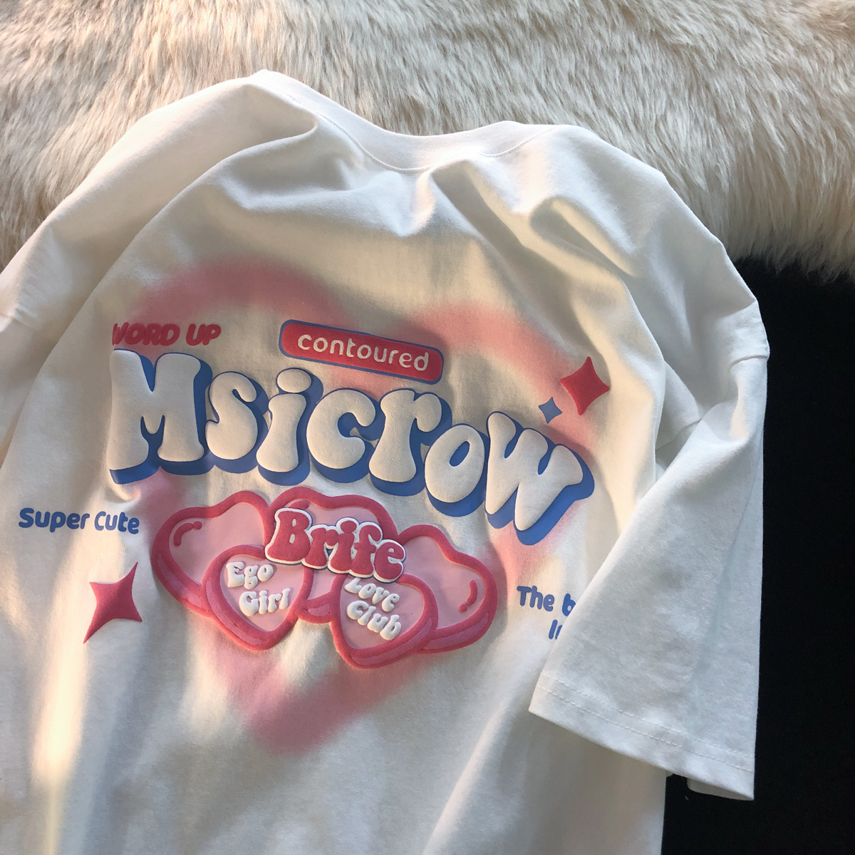 Plus Size Oversized Love Letter Short Sleeve Cotton T-Shirt for Couples - Casual Chic, Everyday Wear Plus Size Oversized Love Letter Short Sleeve Cotton T-Shirt for Couples - Casual Chic, Everyday Wear