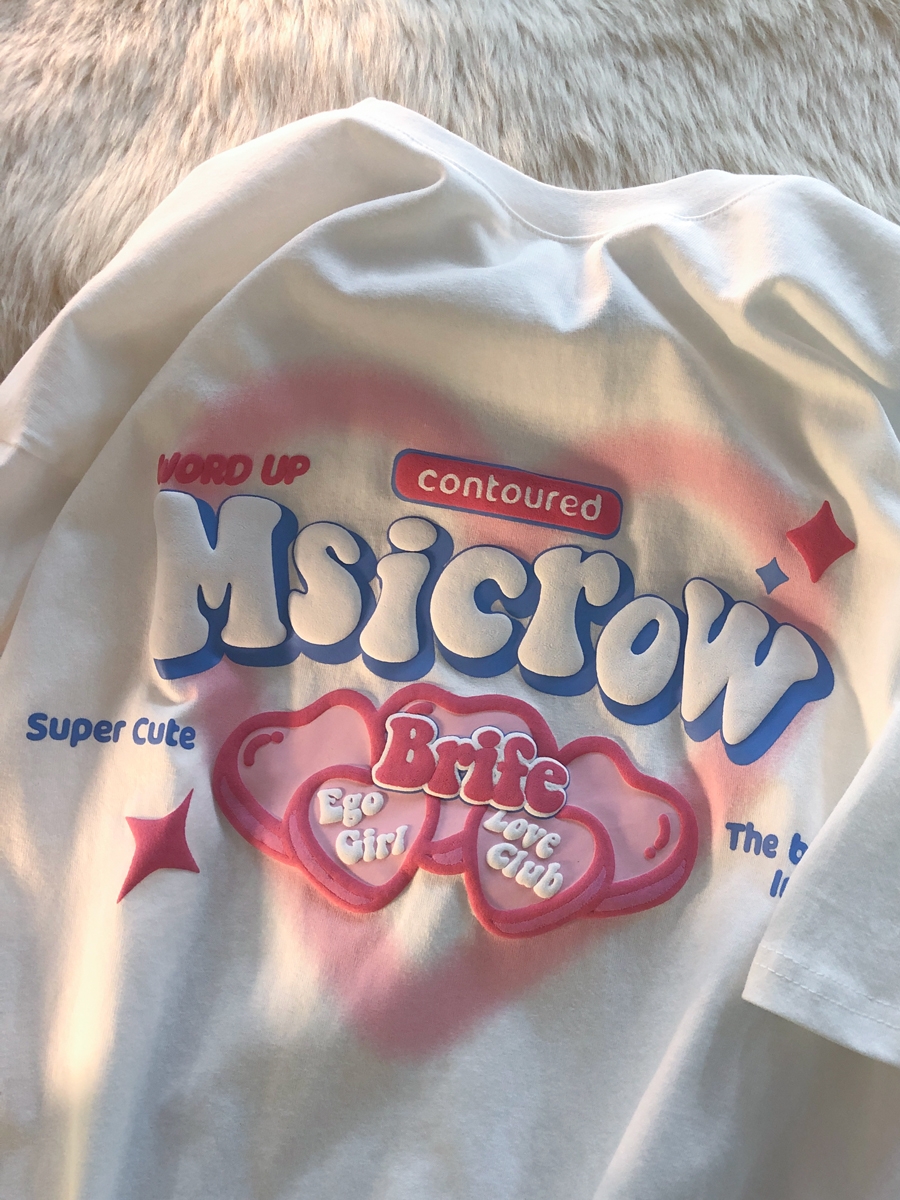 Plus Size Oversized Love Letter Short Sleeve Cotton T-Shirt for Couples - Casual Chic, Everyday Wear Plus Size Oversized Love Letter Short Sleeve Cotton T-Shirt for Couples - Casual Chic, Everyday Wear