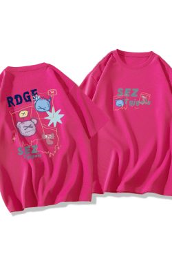 Plus Size Oversized Short Sleeve T-Shirt for Men and Women, Trendy Loose Fit Cotton Couple Top, Casual Streetwear