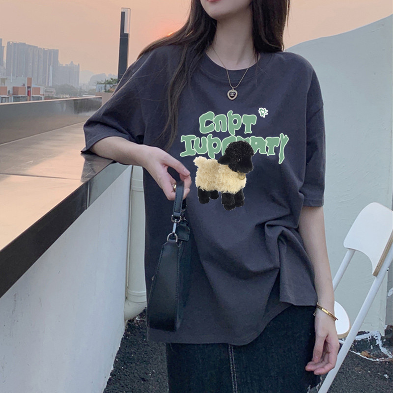 Plus-Size Oversized Short Sleeve T-Shirt for Men & Women - American Retro Loose-Fitting Pure Cotton Couple Top Plus-Size Oversized Short Sleeve T-Shirt for Men & Women - American Retro Loose-Fitting Pure Cotton Couple Top