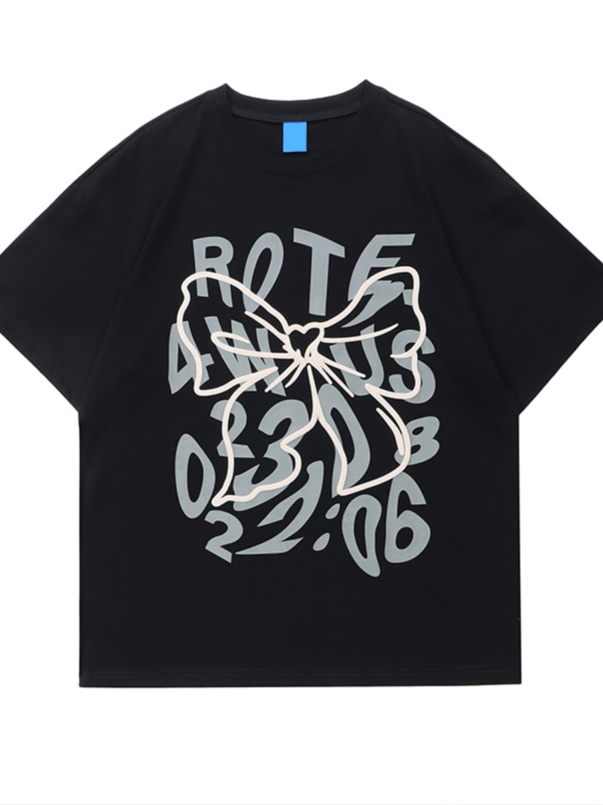 Plus Size Oversized Sweet and Spicy Letter Bow Design Short Sleeve T-Shirt for Couples, Cotton Casual Wear, Y2K Style Plus Size Oversized Sweet and Spicy Letter Bow Design Short Sleeve T-Shirt for Couples, Cotton Casual Wear, Y2K Style