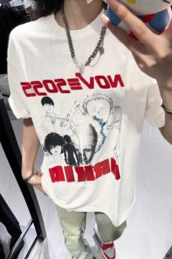 Plus Size Retro American Cotton Short Sleeve T-Shirt for Men and Women, Trendy Loose Fit Summer Couples Top