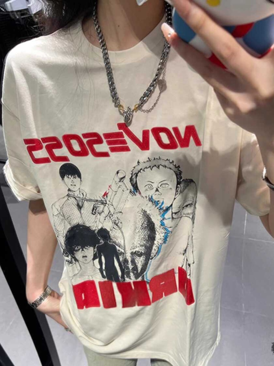 Plus Size Retro American Cotton Short Sleeve T-Shirt for Men and Women, Trendy Loose Fit Summer Couples Top Plus Size Retro American Cotton Short Sleeve T-Shirt for Men and Women, Trendy Loose Fit Summer Couples Top