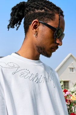 Plus Size Rhinestone Letter Short Sleeve T-Shirt for Men - American Vintage Trendy Heavyweight 90s Style 2025 Collection