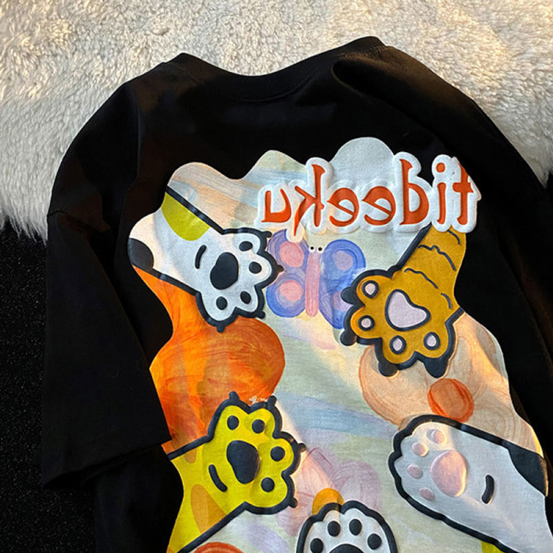 Plus Size Short Sleeve T-Shirt for Women, Summer Retro Cat Paw Print Top, Cute Casual Tee, Vintage Style, Trendy Women’s Fashion Plus Size Short Sleeve T-Shirt for Women, Summer Retro Cat Paw Print Top, Cute Casual Tee, Vintage Style, Trendy Women’s Fashion