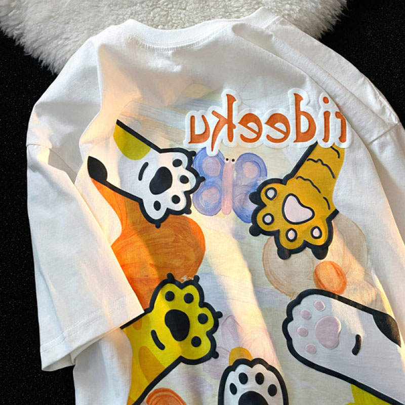 Plus Size Short Sleeve T-Shirt for Women, Summer Retro Cat Paw Print Top, Cute Casual Tee, Vintage Style, Trendy Women’s Fashion Plus Size Short Sleeve T-Shirt for Women, Summer Retro Cat Paw Print Top, Cute Casual Tee, Vintage Style, Trendy Women’s Fashion