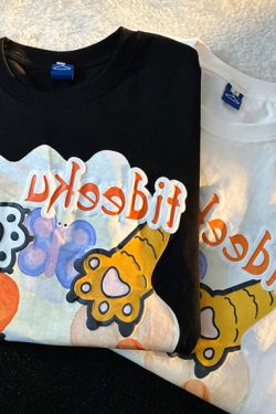 Plus Size Short Sleeve T-Shirt for Women, Summer Retro Cat Paw Print Top, Cute Casual Tee, Vintage Style, Trendy Women’s Fashion