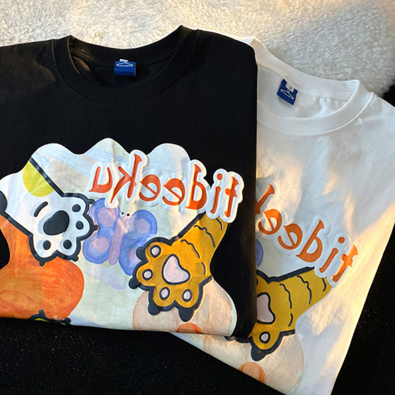 Plus Size Short Sleeve T-Shirt for Women, Summer Retro Cat Paw Print Top, Cute Casual Tee, Vintage Style, Trendy Women’s Fashion Plus Size Short Sleeve T-Shirt for Women, Summer Retro Cat Paw Print Top, Cute Casual Tee, Vintage Style, Trendy Women’s Fashion