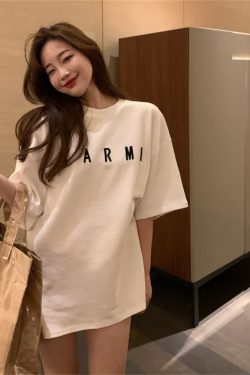 Plus Size Trendy White Cotton Short Sleeve T-Shirt for Women, Korean Style Loose Fit Mid-Length Top for Students