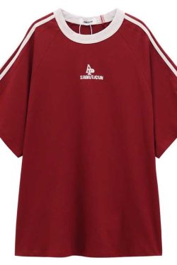 Plus Size Women's American Retro Color-Blocked Striped Casual Cotton Short Sleeve T-Shirt - Loose Fit Mid-Length Top