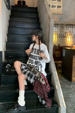 Plus Size Women's American Retro Letter Print Short Sleeve T-Shirt - Loose Fit Cotton Streetwear Top