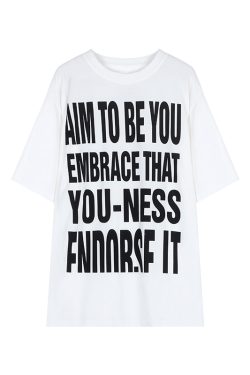 Plus Size Women's American Retro Letter Print Short Sleeve T-Shirt - Loose Fit Cotton Streetwear Top